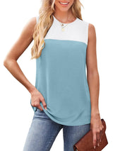 Color Block Round Neck Tank - Trendsi - Flyclothing LLC