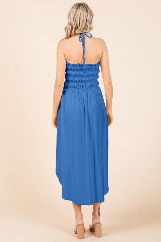 Culture Code Tie Back Shirring Dress with Pockets - Trendsi
