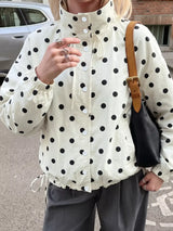 Polka Dot Stand-Collar Casual Jacket - Trendsi - Flyclothing LLC