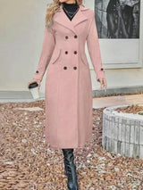 Full Size Double-Breasted Longline Trench Coat Plus Size - Trendsi - Flyclothing LLC