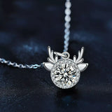 1 Carat Moissanite 925 Sterling Silver Deer Antler Pendant Necklace - Trendsi - Flyclothing LLC