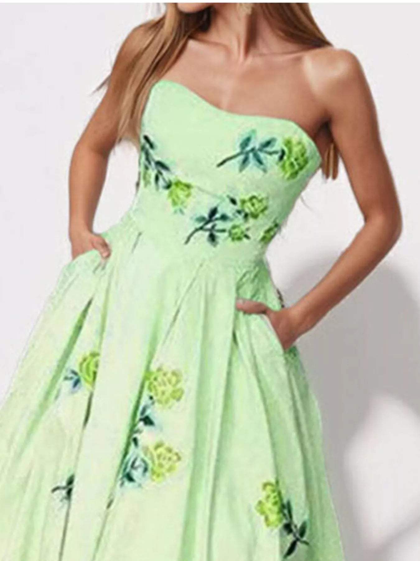 Floral Print Tube Maxi Dress - Trendsi - Flyclothing LLC