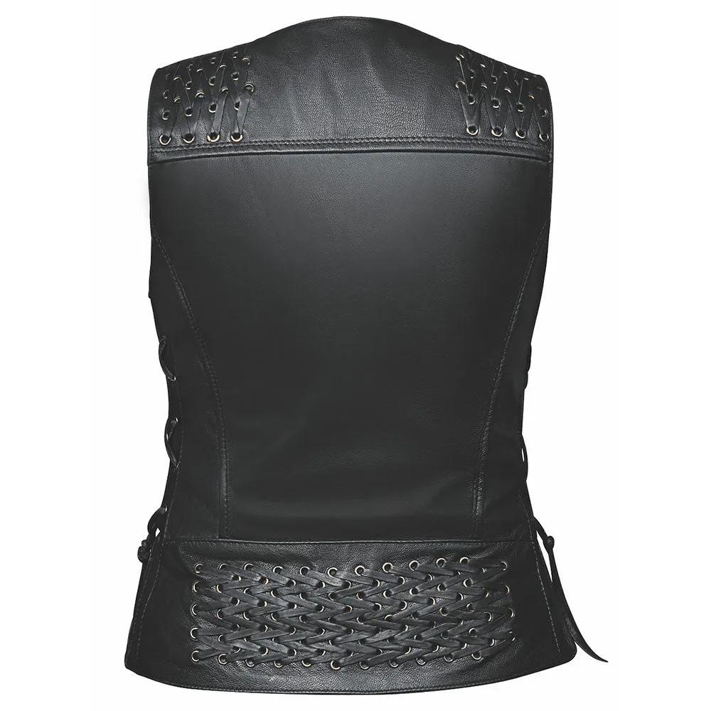 Candy - Ladies Premium Leather Vest - Unik Just for Bikers - Flyclothing LLC