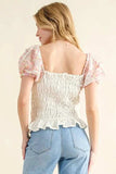 And The Why Embellishment Sleeve Smocked Top - Trendsi - Flyclothing LLC