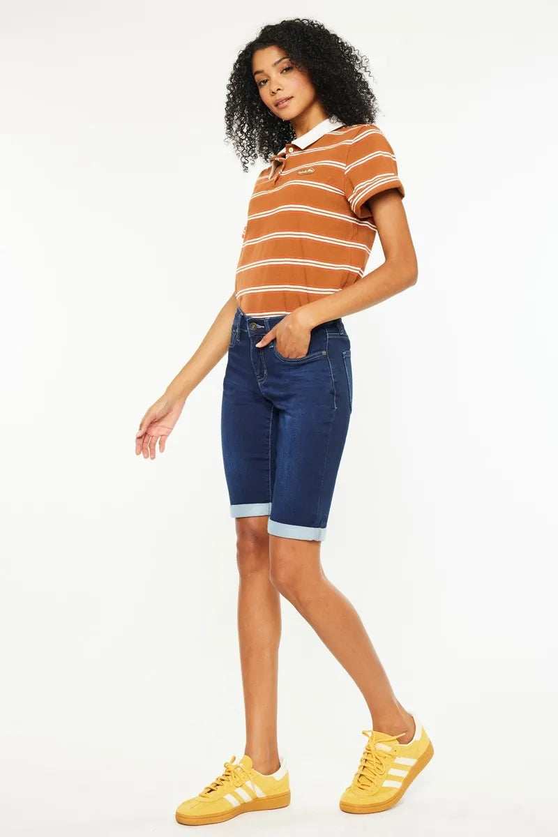 Kancan Mid Rise Bermuda Denim Shorts - Trendsi - Flyclothing LLC