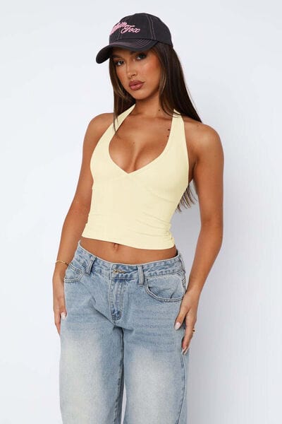 Lovelet Halter Neck Cropped Slim Cami - Trendsi