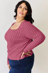 Basic Bae Full Size Ribbed Long Sleeve T-Shirt - ShopBasicbae - Flyclothing LLC