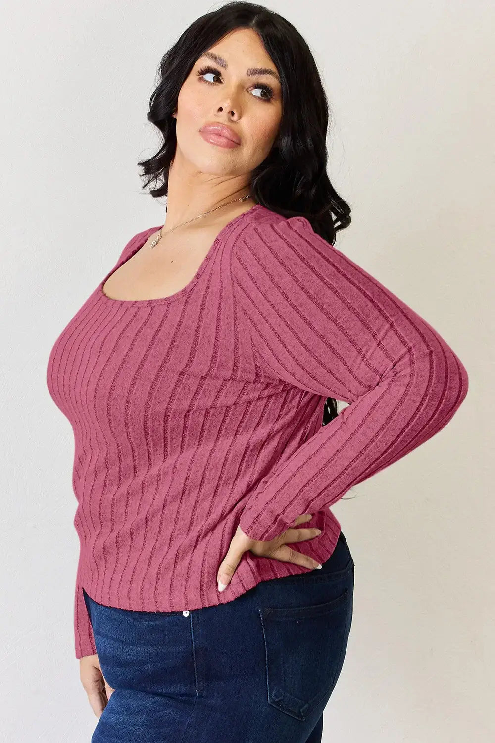 Basic Bae Full Size Ribbed Long Sleeve T-Shirt - ShopBasicbae - Flyclothing LLC