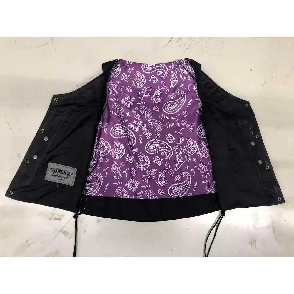 Verbena - Ladies Lining Leather Vest - Unik Just for Bikers - Flyclothing LLC