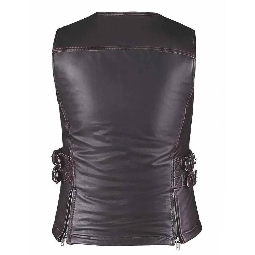 Betty- Ladies Premium Leather Vest - Unik Just for Bikers - Flyclothing LLC