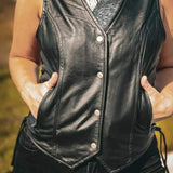 Beth - Ladies Premium Leather Vest - Unik Just for Bikers - Flyclothing LLC