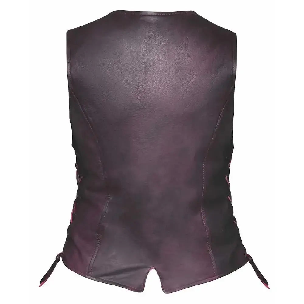 Lilly- Ladies Purple Leather Vest - Unik Just for Bikers - Flyclothing LLC