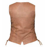 Leah - Ladies Brown Leather Vest - Unik Just for Bikers - Flyclothing LLC