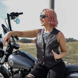 Lilly- Ladies Purple Leather Vest - Unik Just for Bikers - Flyclothing LLC