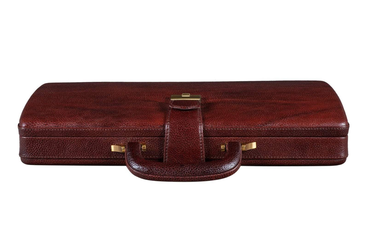 Executive Men's Leather Attache Briefcase Brown/Cherry Red - Classy Leather Bags - Flyclothing LLC