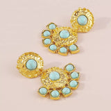 18K Gold-Plated Turquoise Dangle Earrings - Trendsi - Flyclothing LLC