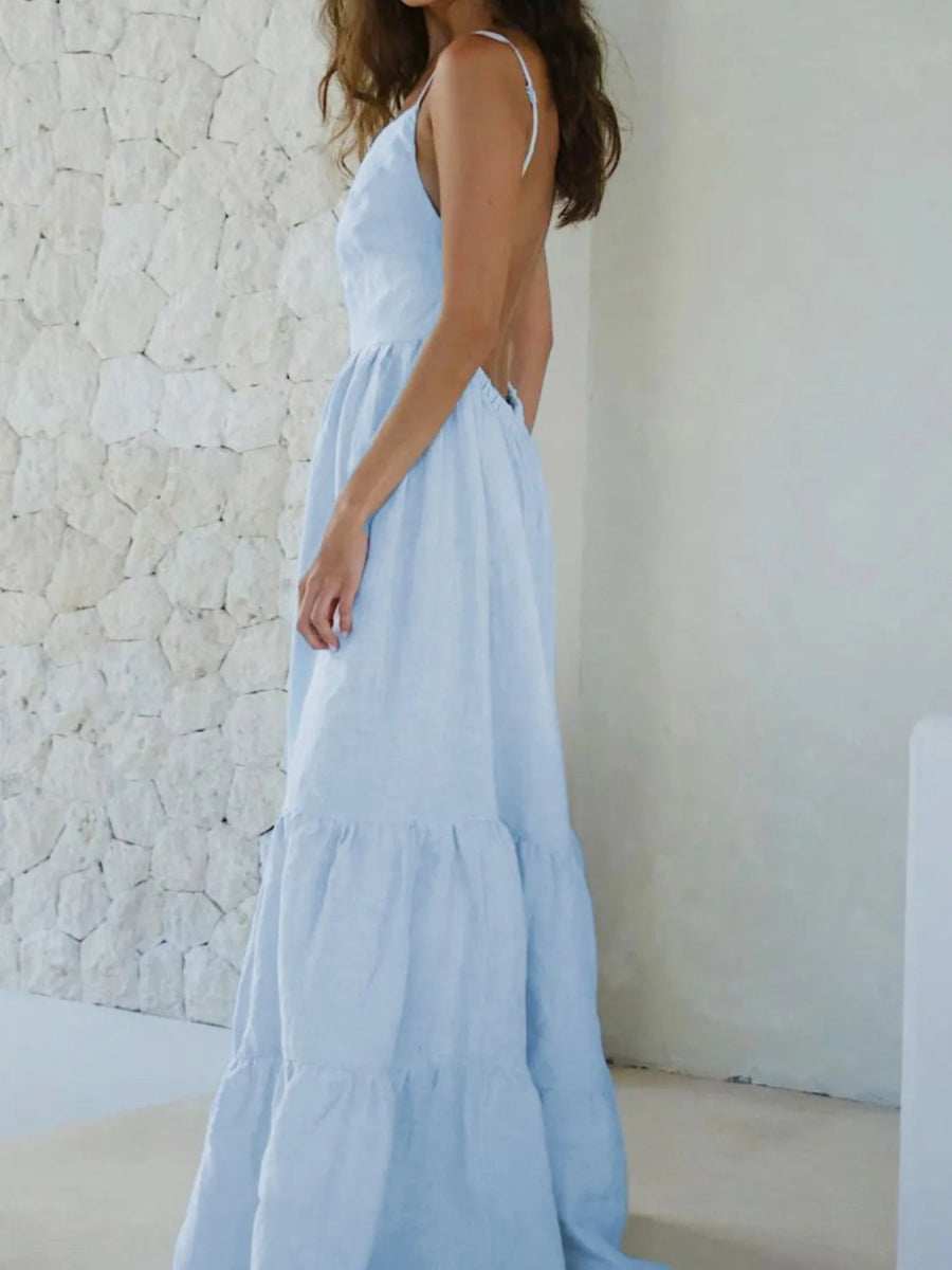 Tiered Maxi Cami Dress with Ruffled Hem - Trendsi - Flyclothing LLC