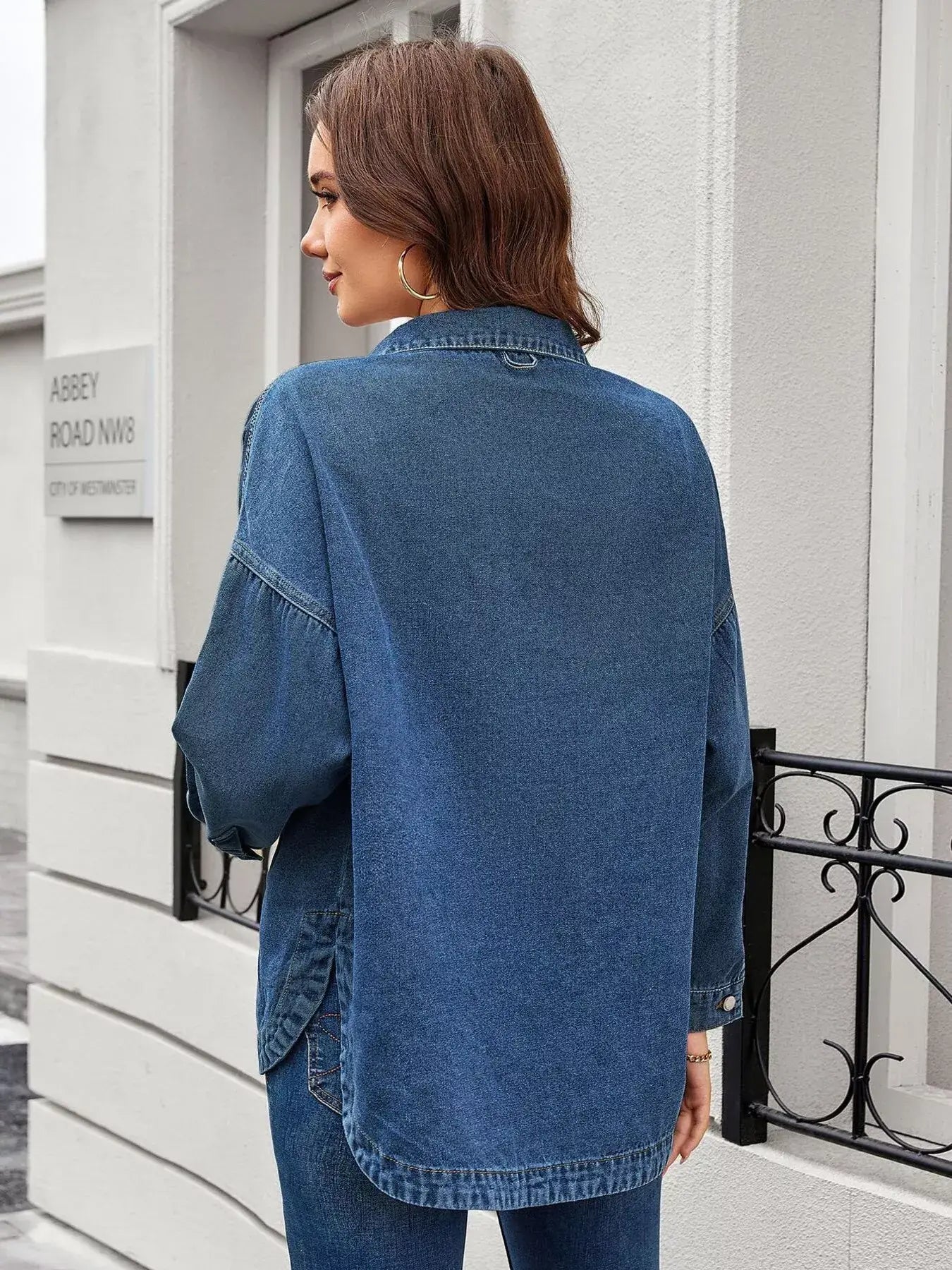 Button Up Long Sleeve Denim Shirt - Trendsi - Flyclothing LLC