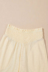 Solid Color Tank Top and Smocked Waist Pants Set - Trendsi - Flyclothing LLC
