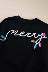 MERRY Sequin Round Neck Long Sleeve Top and Shorts Set - Trendsi - Flyclothing LLC
