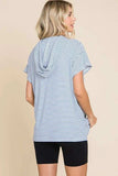 Culture Code Full Size Striped Short Sleeve Hooded Top - Trendsi - Flyclothing LLC