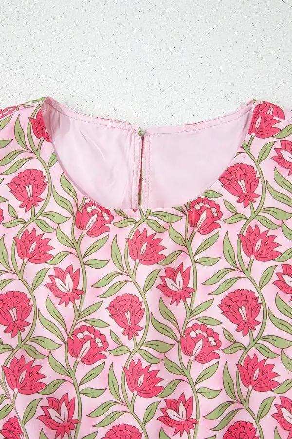 Floral Print Cropped Tank and Mini Skirt Set - Trendsi - Flyclothing LLC