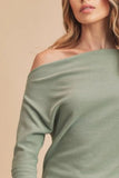 Aemi + Co One Shoulder Long Sleeve Knit Top - Trendsi