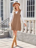 Lovelet Cable Knit V-Neck Mini Sweater Overall Dress - Trendsi - Flyclothing LLC