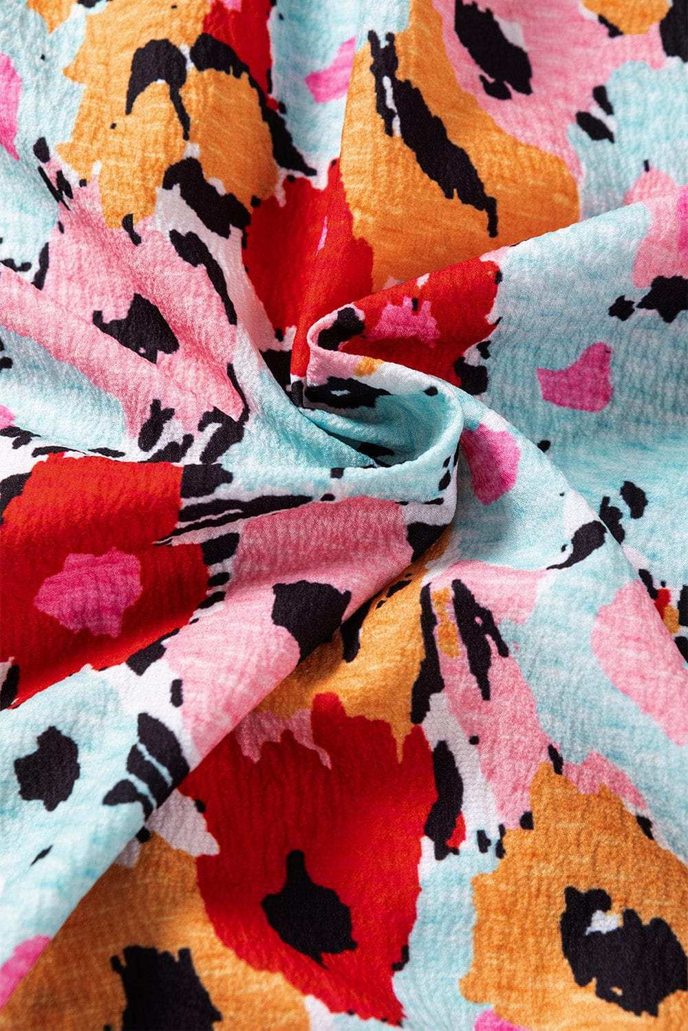 Printed Mock Neck Short Sleeve Blouse - Trendsi - Flyclothing LLC