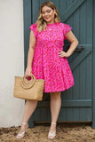 Plus Size Ruffled Leopard Cap Sleeve Mini Dress - Trendsi - Flyclothing LLC