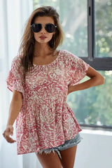 BiBi Leopard Print Gauze Woven Flutter Sleeve Blouse - Trendsi - Flyclothing LLC