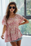 BiBi Leopard Print Gauze Woven Flutter Sleeve Blouse - Trendsi - Flyclothing LLC