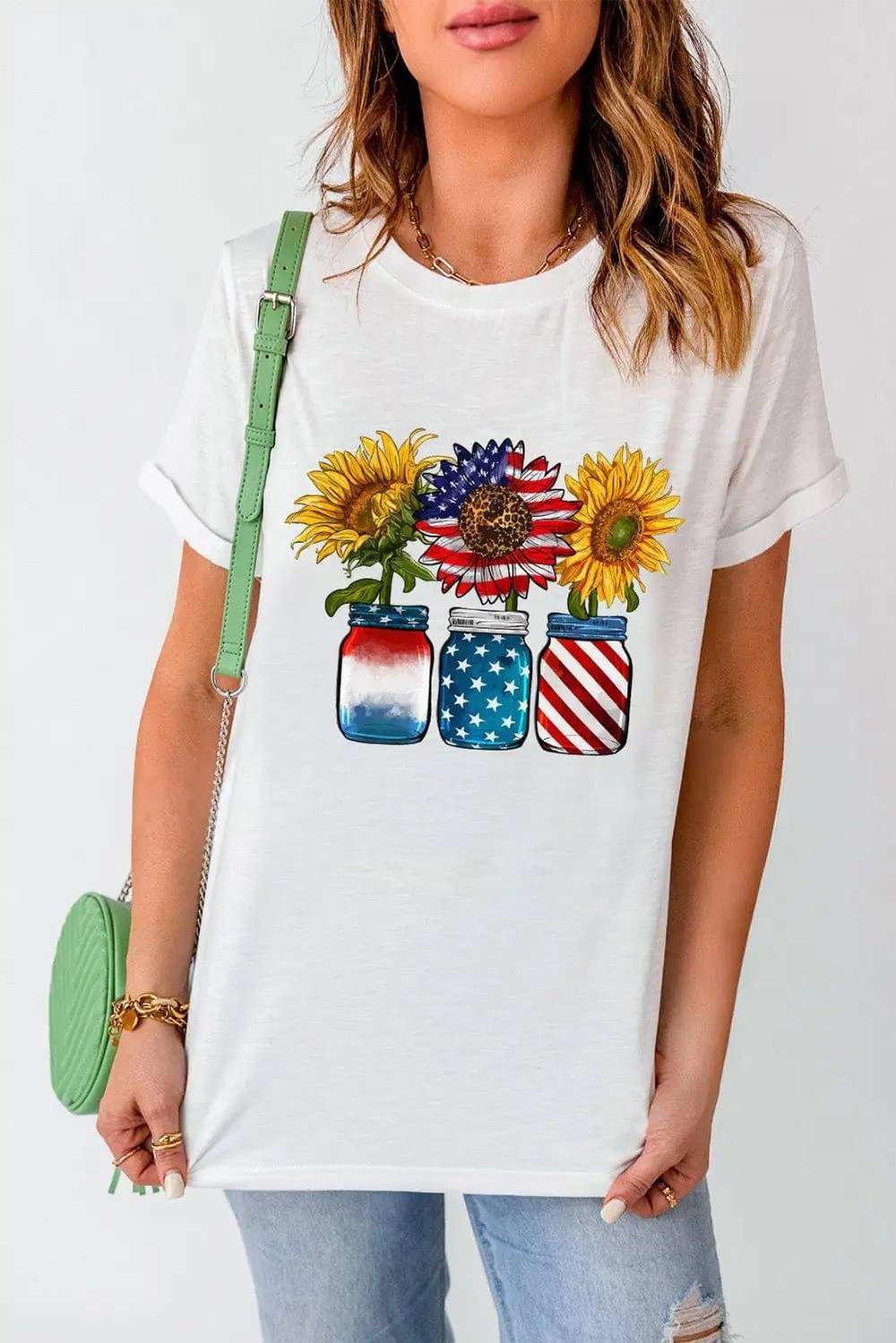 Graphic Round Neck Short Sleeve T-Shirt - Trendsi - Flyclothing LLC