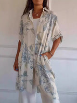 Full Size Floral Print Button-Up Shirt Dress Plus Size - Trendsi - Flyclothing LLC