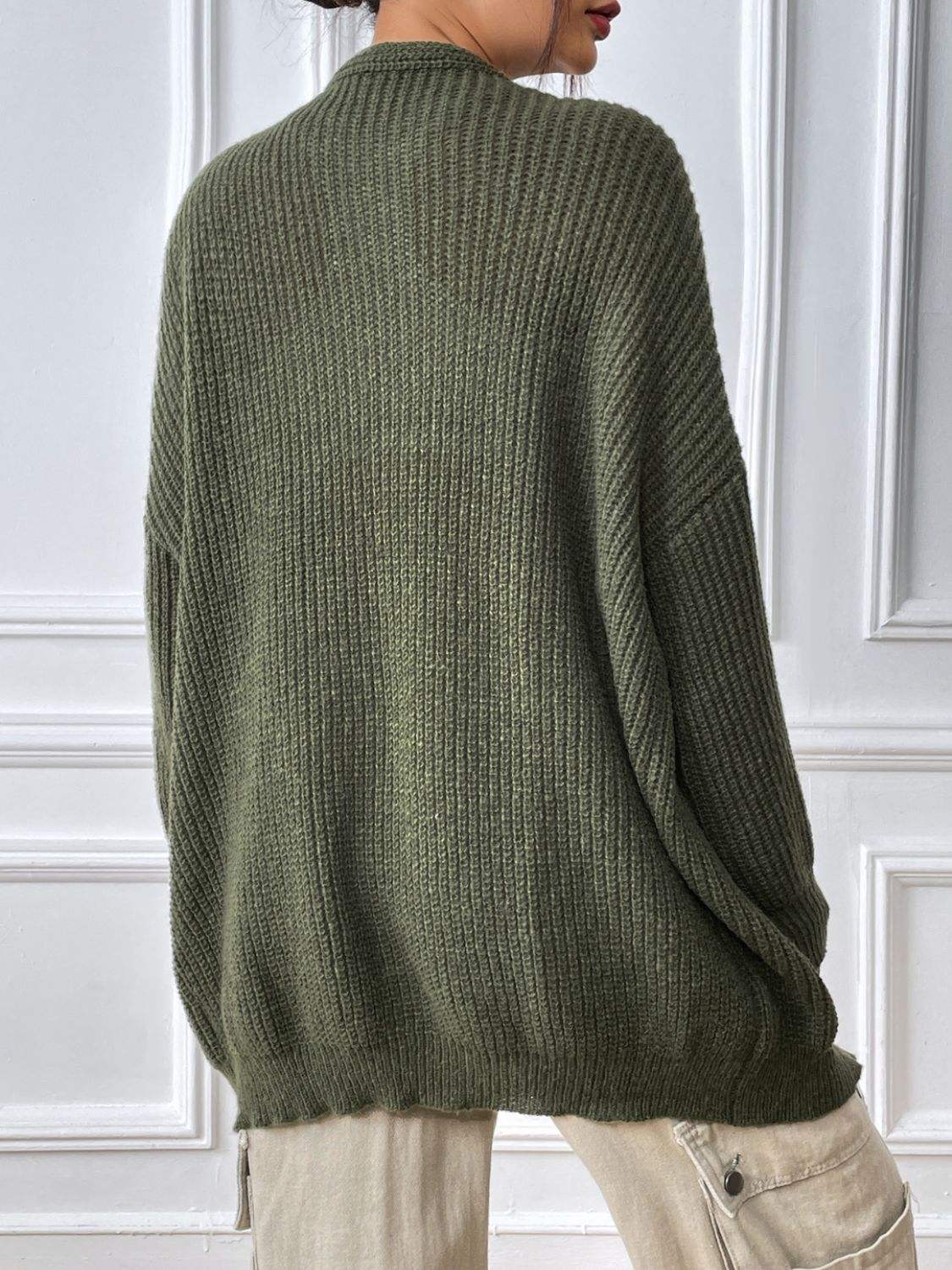 Open Front Long Sleeve Cardigan - Trendsi - Flyclothing LLC
