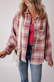 Plaid Collared Neck Button Up Shacket - Trendsi - Flyclothing LLC