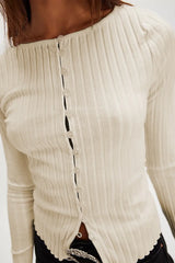 Basic Bae Texture Button Up Round Neck Long Sleeve Top - ShopBasicbae - Flyclothing LLC