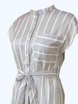 Striped Tie Waist Short Sleeve Dress - Trendsi - Flyclothing LLC