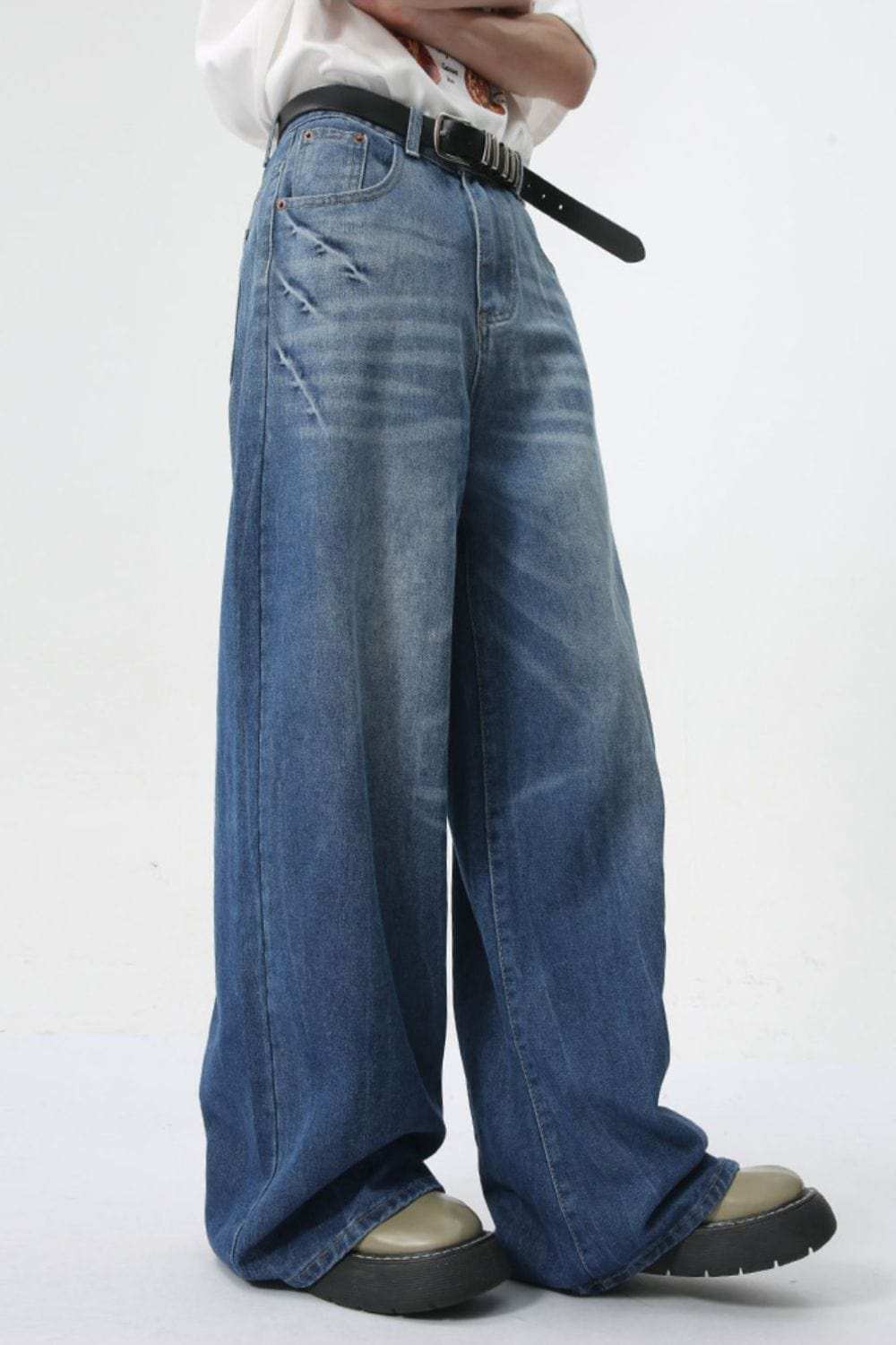 Wide Leg Men's Jeans with Pockets - Trendsi - Flyclothing LLC