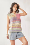 Davi & Dani Multi Color Crochet Sleeveless Knit Vest Top - Trendsi