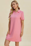 Double Take Full Size Texture Short Sleeve Dress - Trendsi - Flyclothing LLC