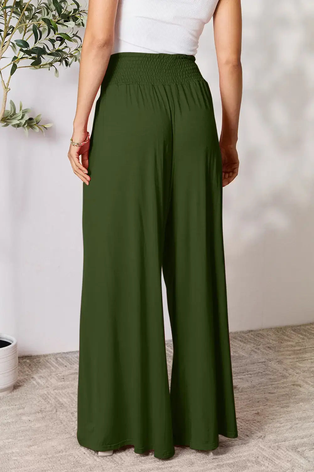 Basic Bae Full Size Smocked Wide Waistband Wide Leg Pants - ShopBasicbae - Flyclothing LLC