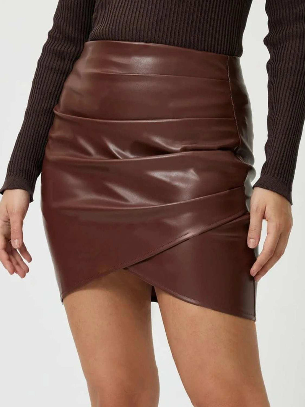 Ruched Asymmetrical Hem Skirt - Trendsi - Flyclothing LLC
