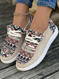 Geometric Lace-Up Round Toe Slip-Ons - Trendsi - Flyclothing LLC