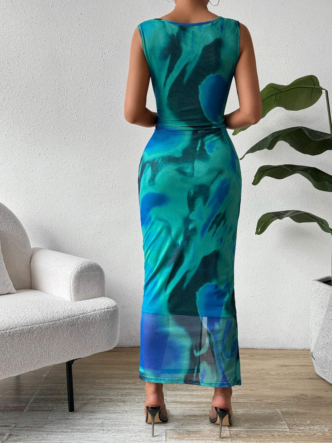 Slit Round Neck Midi Tank Dress - Trendsi - Flyclothing LLC