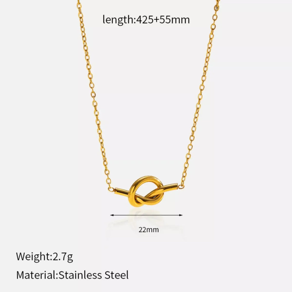 18K Gold-Plated Knot Pendant Necklace - Trendsi - Flyclothing LLC