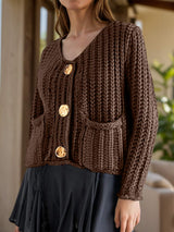 Button Down Long Sleeve Cardigan - Trendsi - Flyclothing LLC