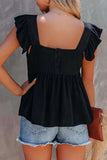 Full Size Ruffled Square Neck Cap Sleeve Blouse - Trendsi - Flyclothing LLC