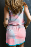 Drawstring Striped Scoop Neck Mini Tank Dress - Trendsi