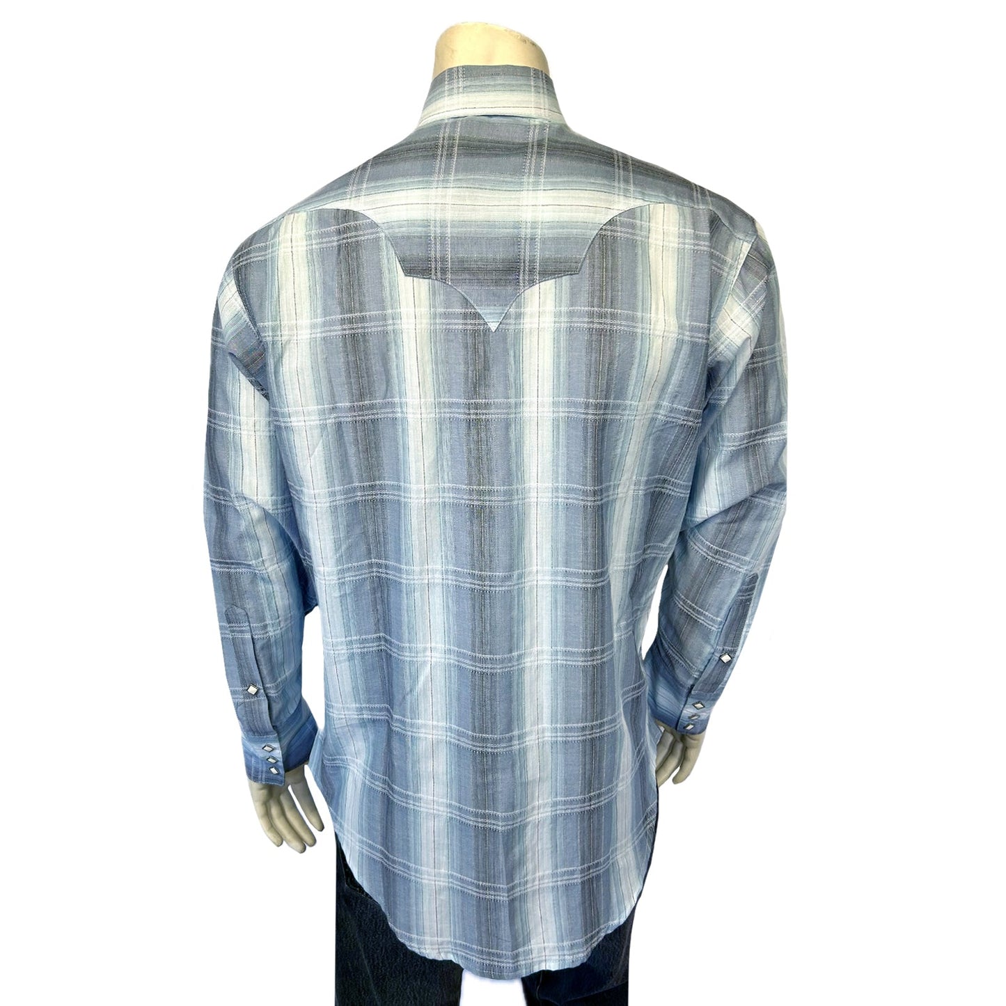 Rockmount Ranch Wear Men's Classic Slate Blue Ombre Stripe Sawtooth Western Shirt - Rockmount Clothing - Flyclothing LLC
